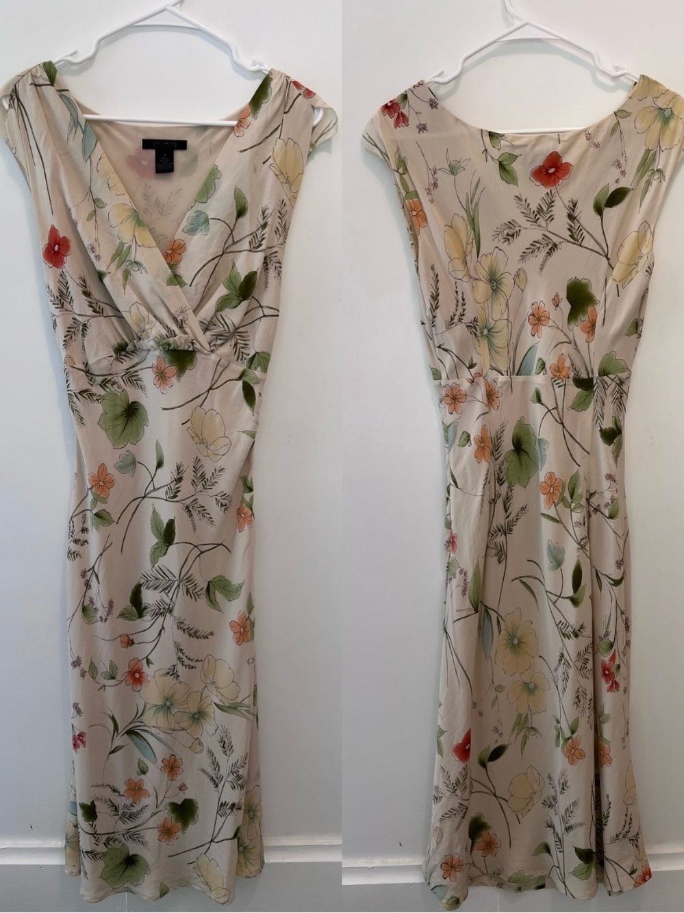 Vintage 100% Silk The Limited Floral Midi Dress Y2K 90s Size 4